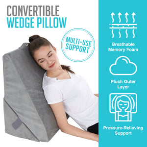 Bed Wedge Pillow for Sleeping - Folding Memory Foam Incline Cushion System for Legs and Back Support Pillow - Reading Pillows for Bed Back Support - Back Support Cushion – Washable …