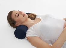 Load image into Gallery viewer, Bamboo Navy Round Cervical Roll Cylinder Bolster Pillow with Removable Washable Cover, Ergonomically Designed for Head, Neck, Back, and Legs || Ideal for Spine and Neck Support