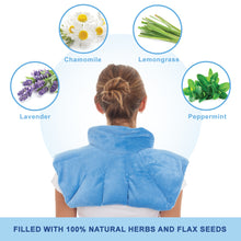 Load image into Gallery viewer, Microwavable Heating Pad for Neck and Shoulders - Weighted Hot & Cold Plush Wrap Pad, Deep Pressure Relief, Herbal Aromatherapy, Comfort Fit Design - 3lbs