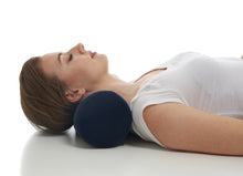 Load image into Gallery viewer, Bamboo Navy Round Cervical Roll Cylinder Bolster Pillow with Removable Washable Cover, Ergonomically Designed for Head, Neck, Back, and Legs || Ideal for Spine and Neck Support